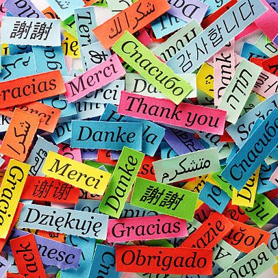 Thank You Word Cloud printed on colorful  paper different languages